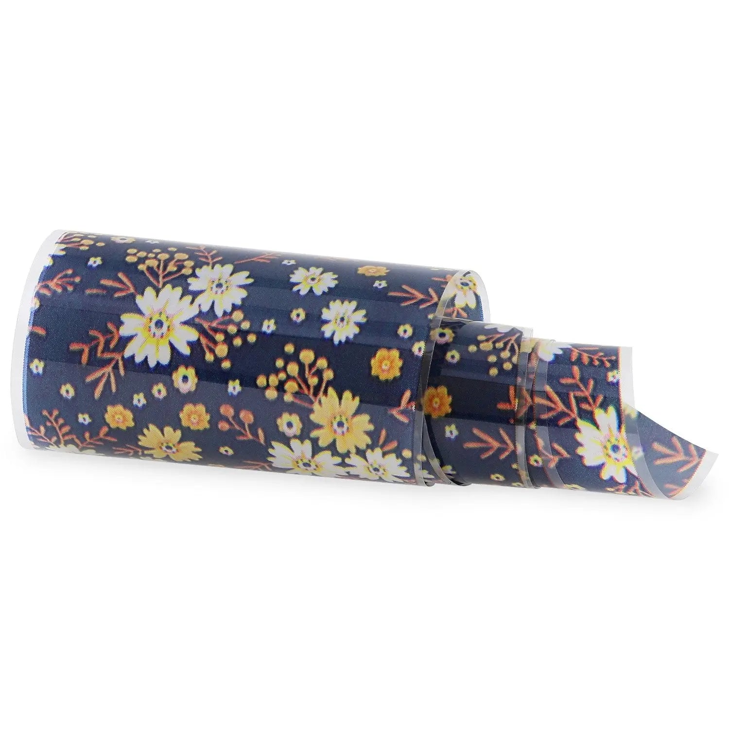 NF-036 Navy Backed Floral - Transfer Foil Strip   Naio Nails