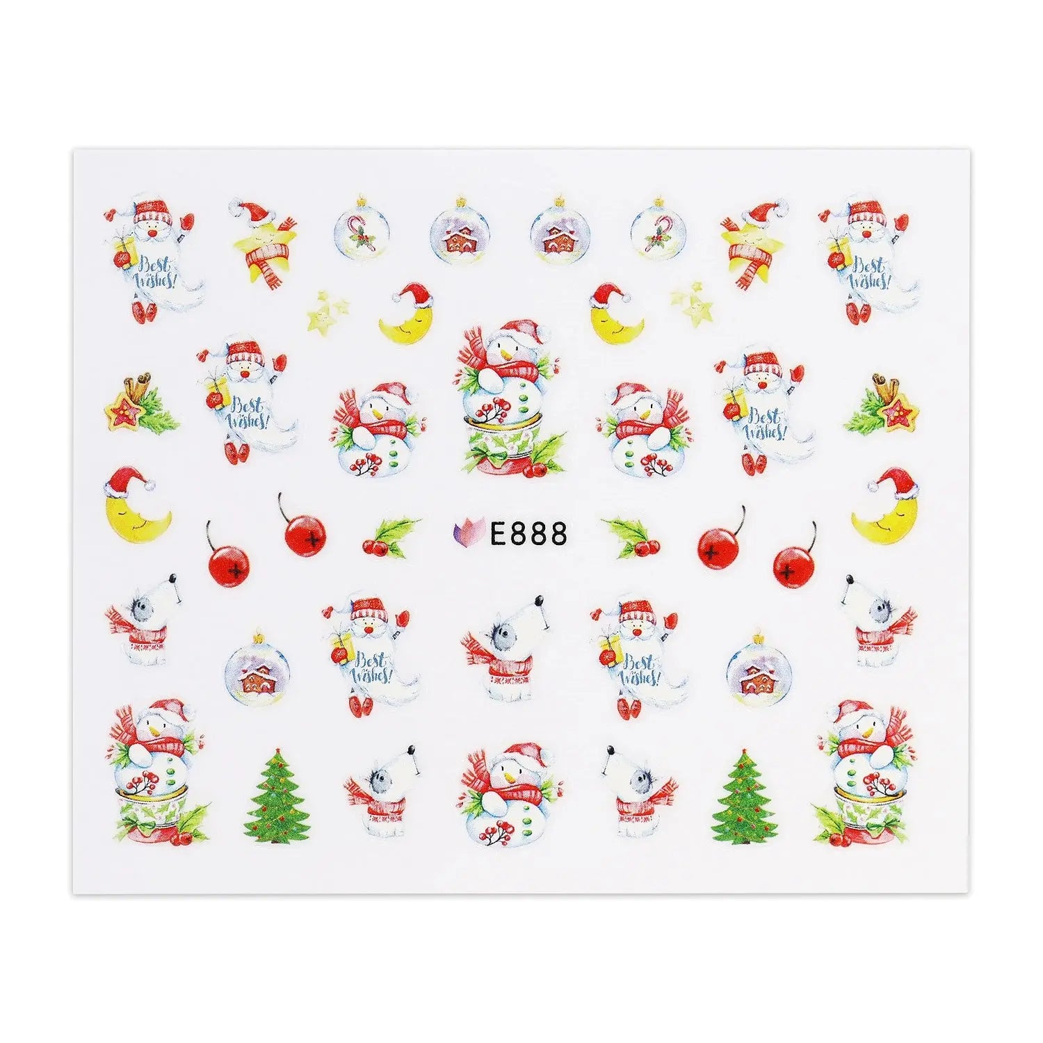 Christmas Sticker - Snowman & Christmas Trees   Naio Nails