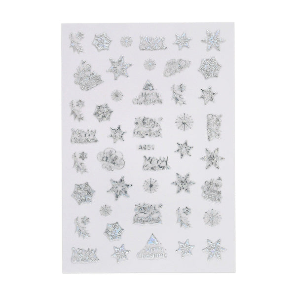Christmas Sticker - Holographic Holly, Snowflakes & Merry Christmas