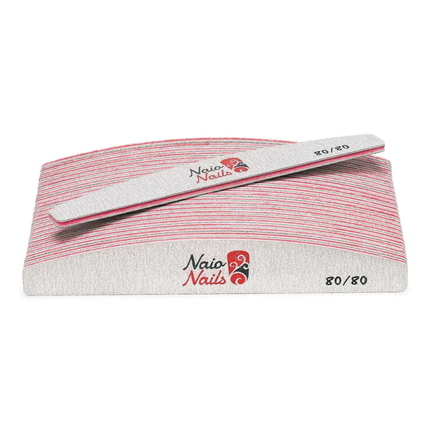 Pack of 25 - Zebra Grey Half Moon 80/80 Grit Nail Files   Naio Nails