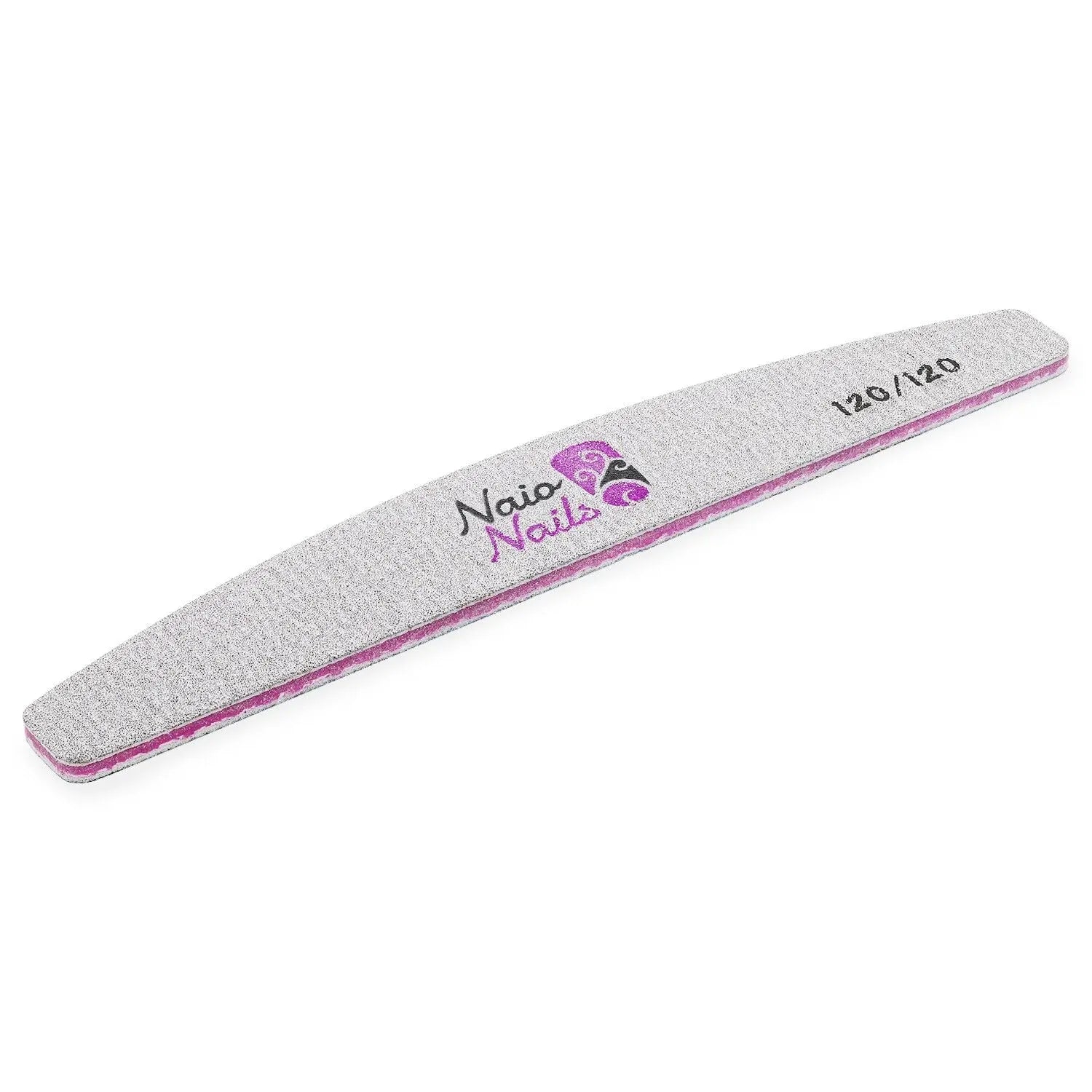 Pack of 25 - Zebra Grey Half Moon 120/120 Grit Nail Files   Naio Nails