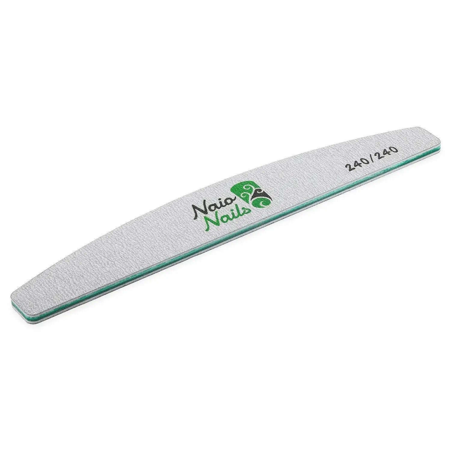 Pack of 25 - Zebra Grey Half Moon 240/240 Grit Nail Files   Naio Nails