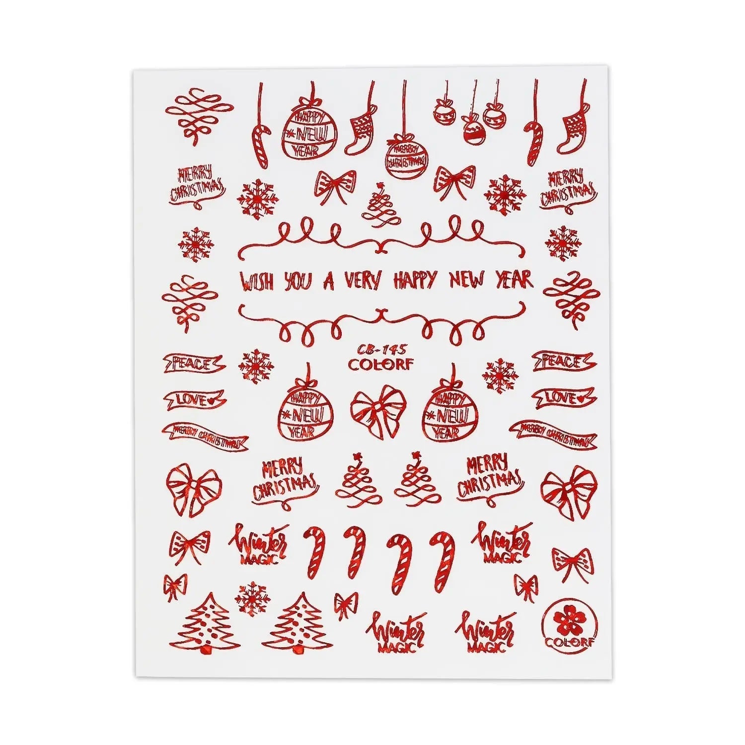 Christmas Sticker - Red Slogans & Candy Canes   Naio Nails