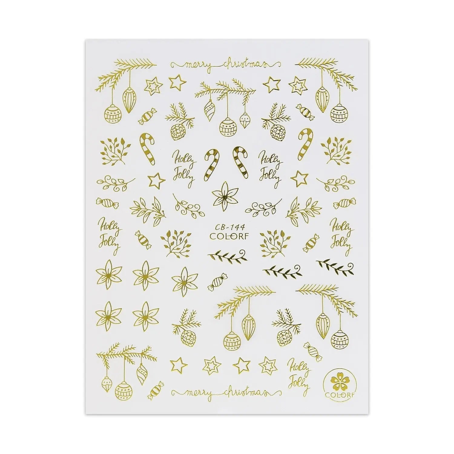 Christmas Sticker - Baubles & Poinsettia   Naio Nails