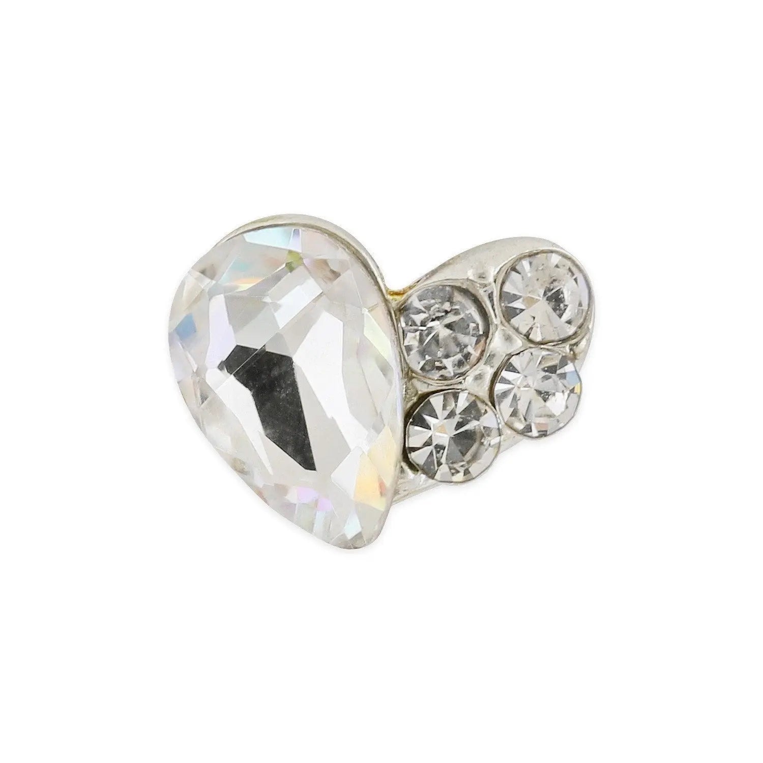 Pot of 10 Charms - Silver Crystal Heart   Naio Nails