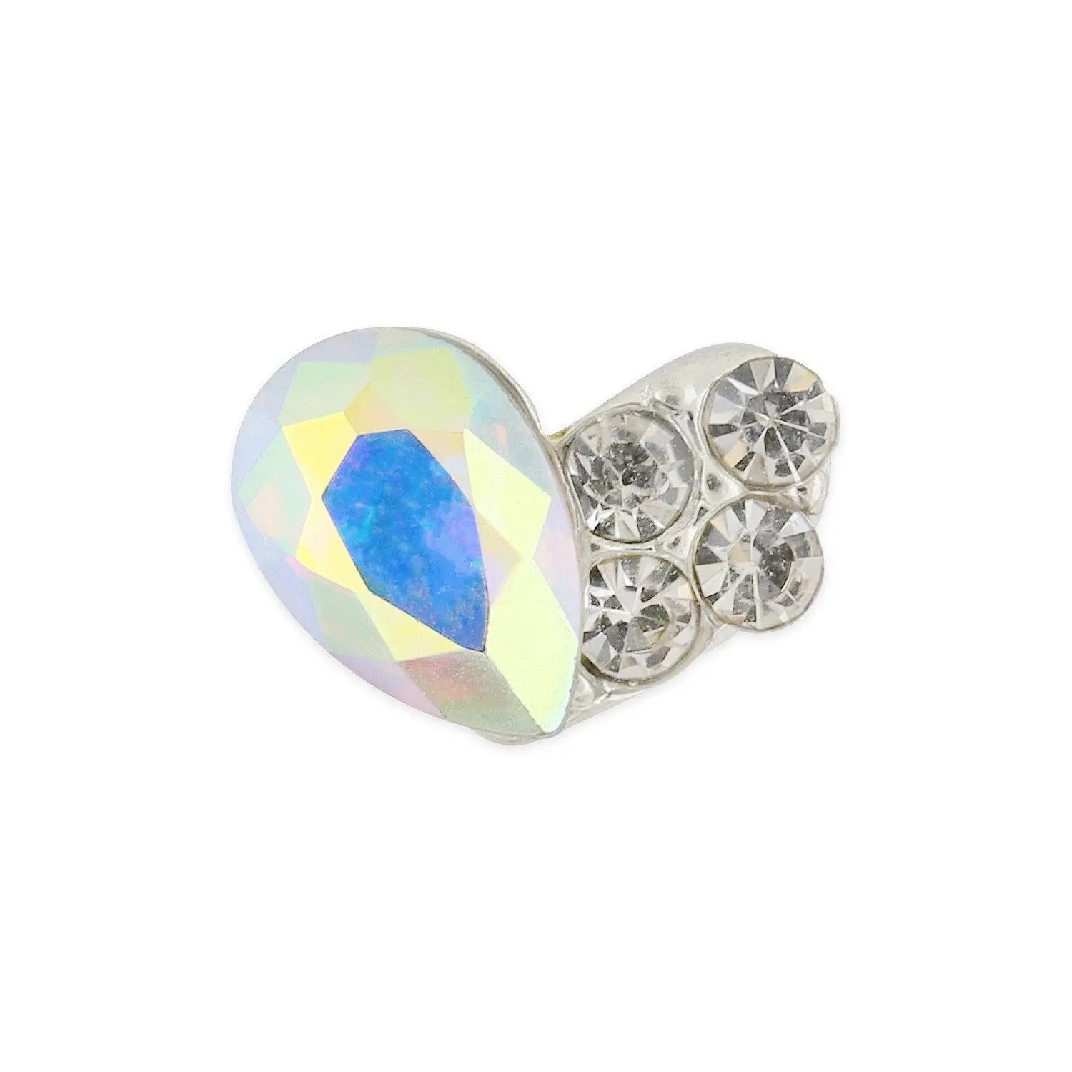Pot of 10 Charms - Silver AB Crystal Heart   Naio Nails