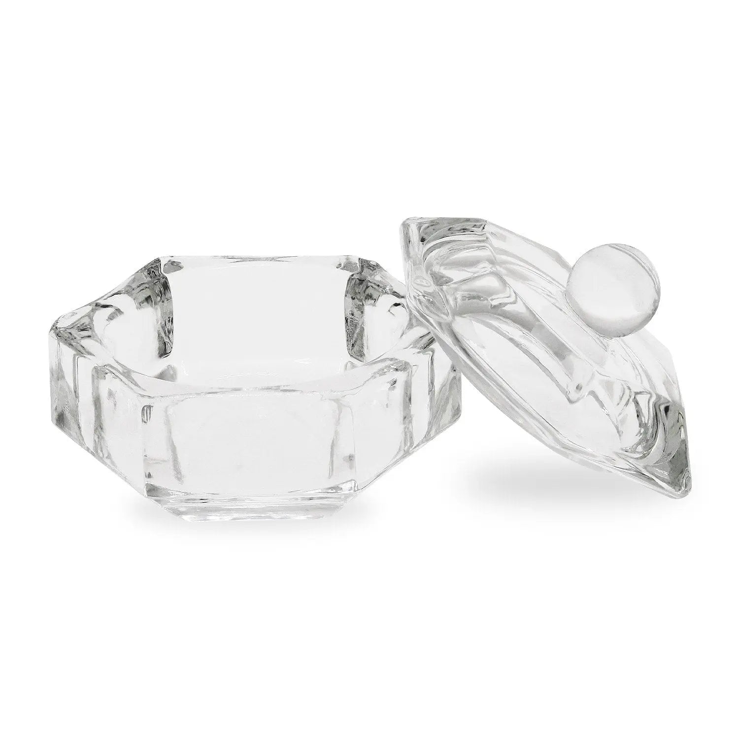 Crystal / Glass Dappen Dish & Lid - Hexagon Shape   Naio Nails
