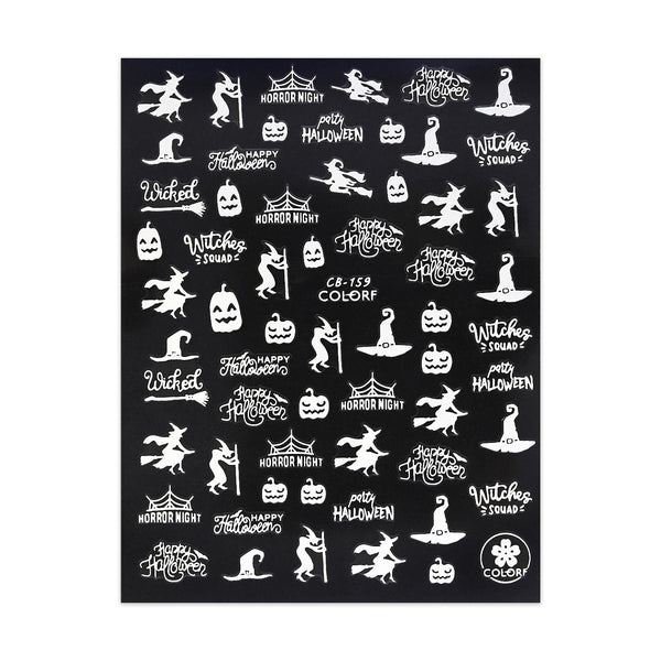 Halloween Stickers - Jack o' Lanterns & Witches - White