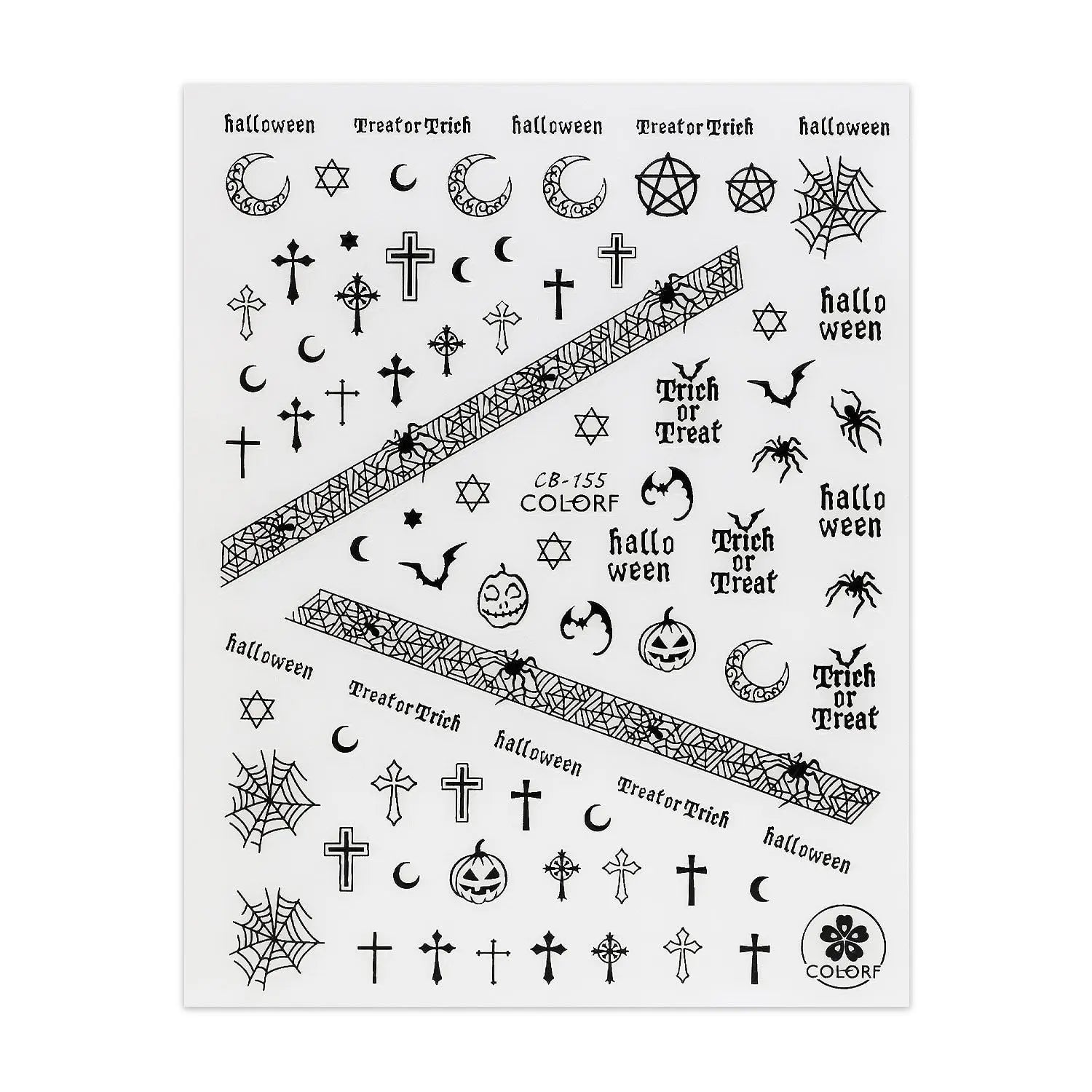 Halloween Stickers - Crosses & Bats - Black   Naio Nails