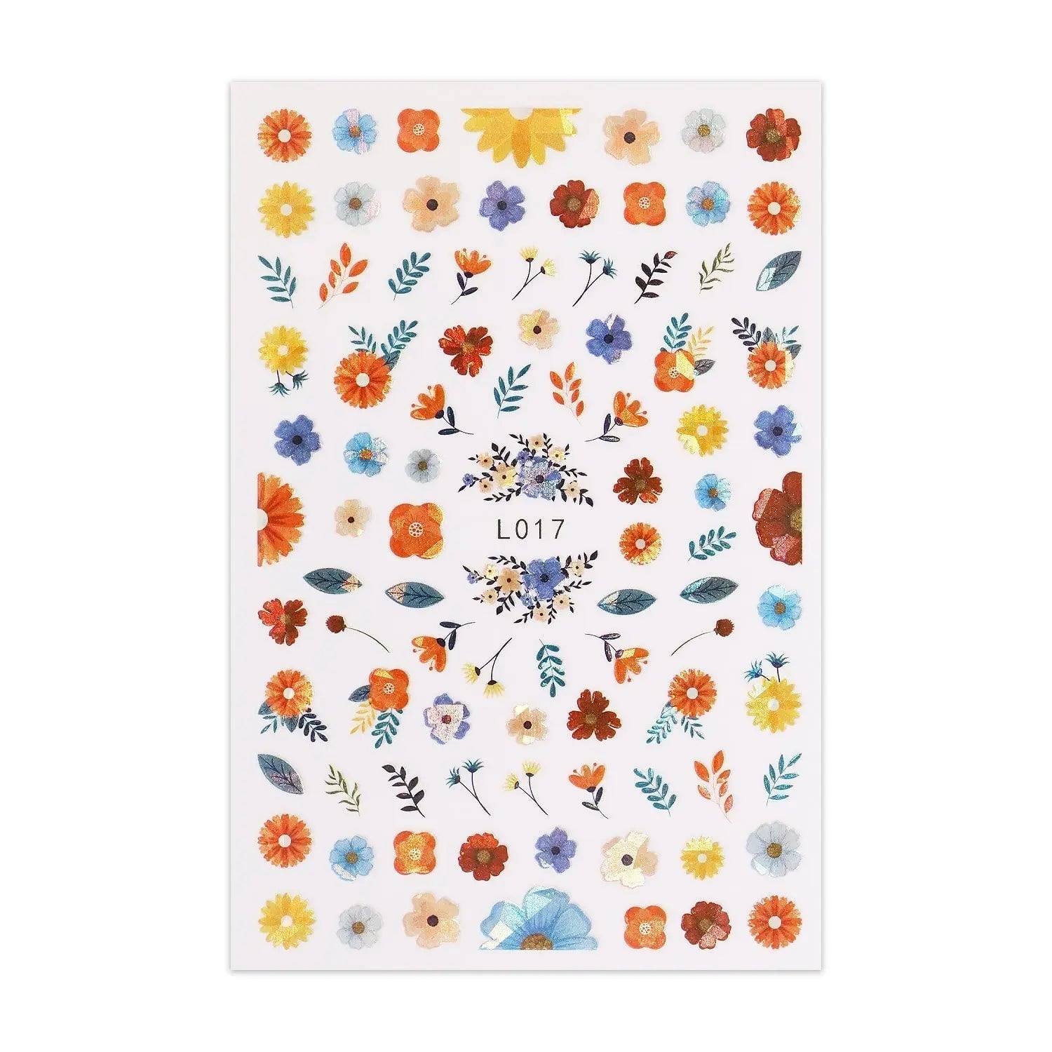 Metallic Sticker Sheet - Various Flowers   Naio Nails