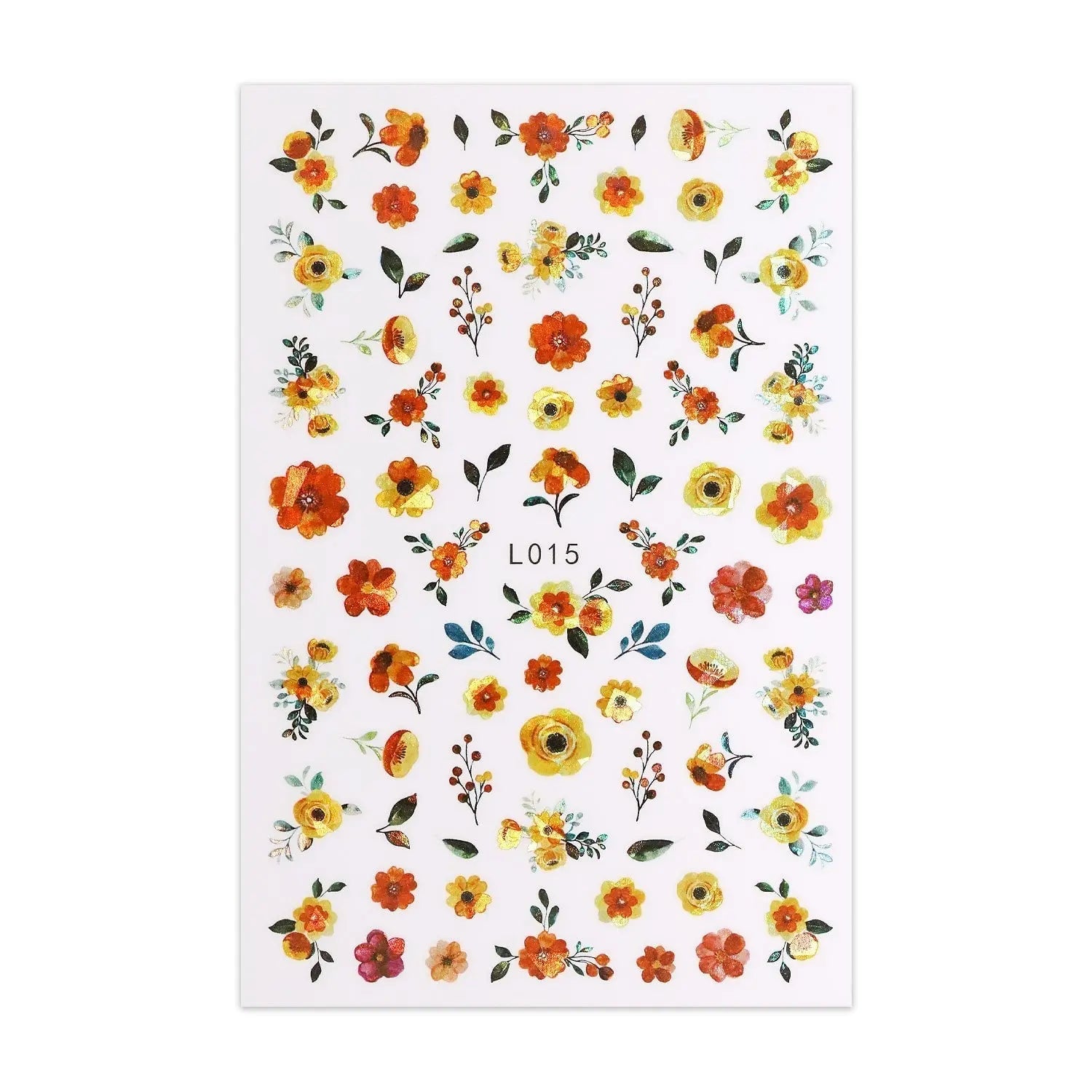 Metallic Sticker Sheet - Orange Flowers   Naio Nails