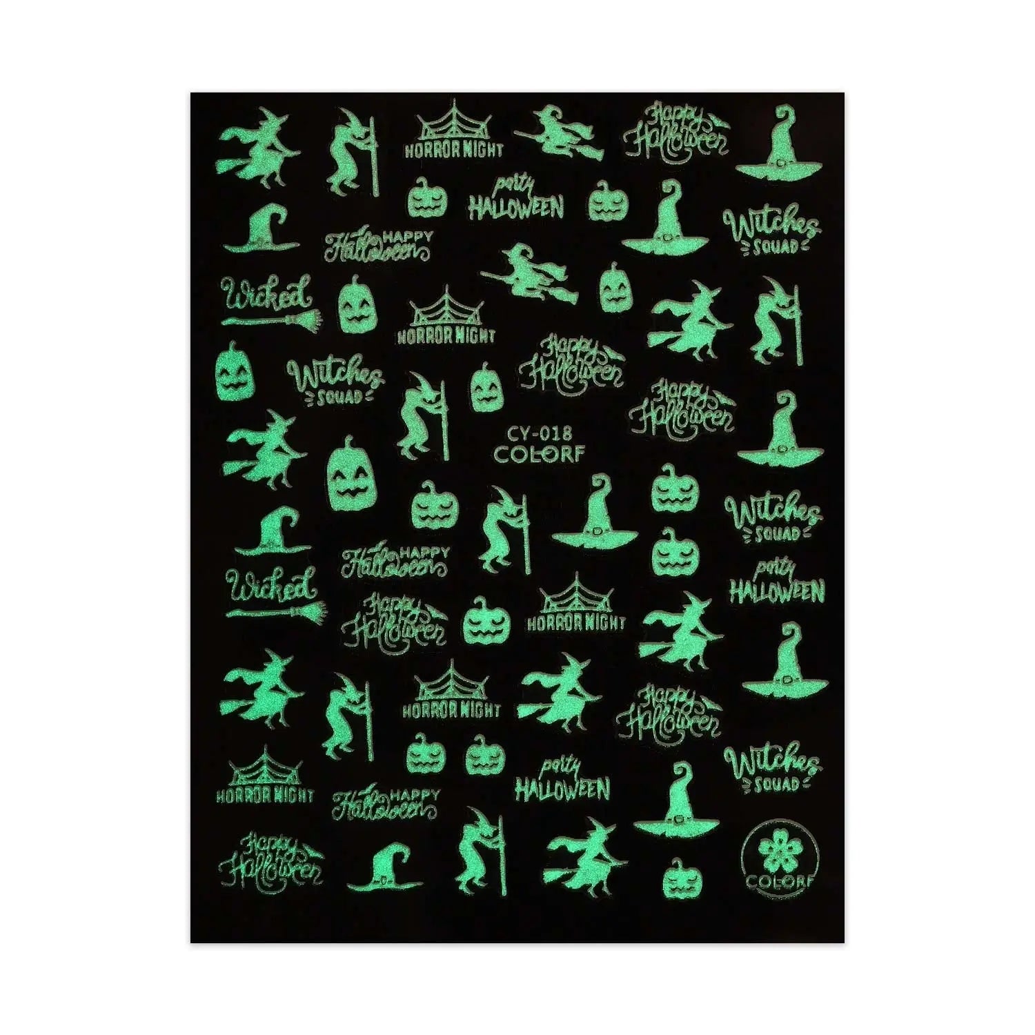Glow in the Dark Halloween Stickers - Witches & Pumpkins   Naio Nails