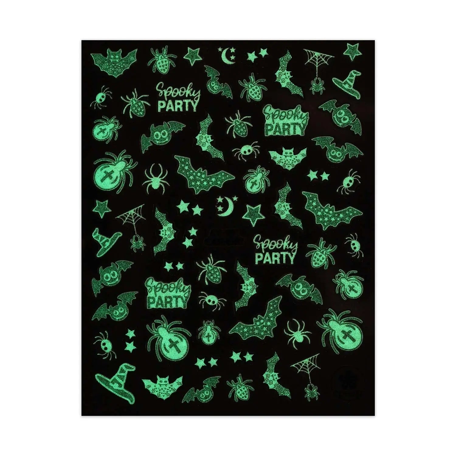 Glow in the Dark Halloween Stickers - Bats & Spiders - Black & White   Naio Nails
