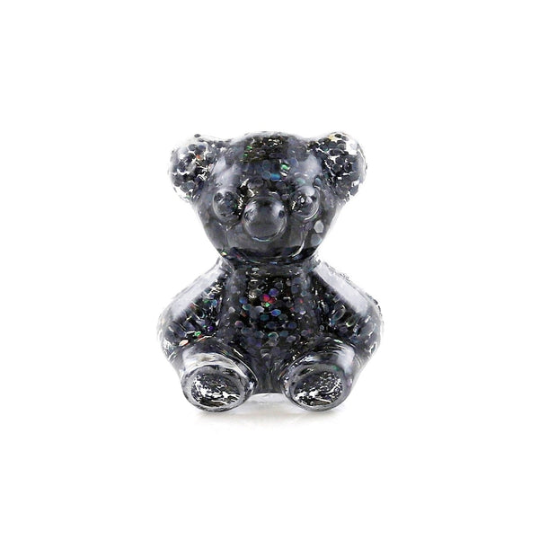 Pot van 5 Charms - Zwarte Glitter Teddybear