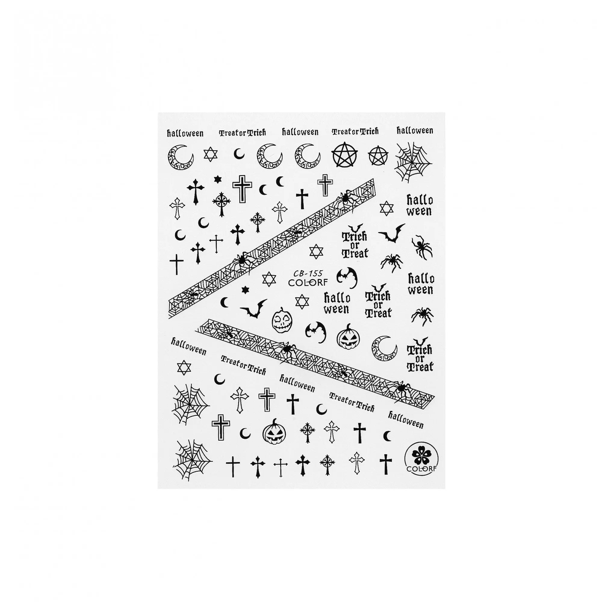 Halloween Stickers - Crosses & Bats - Black   Naio Nails