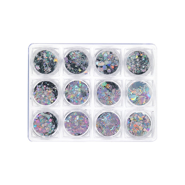 Glitter Set - NGS-011 - Silver Holographic Shapes