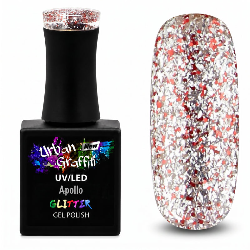 Apollo - UGGP-A0907 Urban Graffiti Red and Silver Glitter Gel Polish 15ml