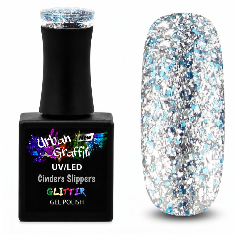 Cinders Slippers - UGGP-A0908 Urban Graffiti Silver and Blue Glitter Polish 15ml
