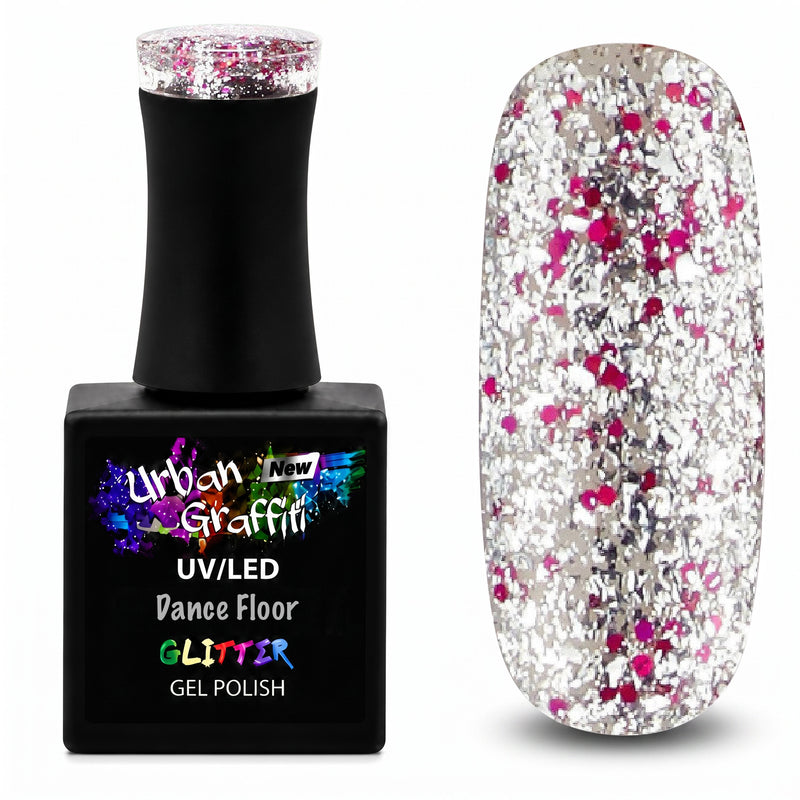 Dance Floor - UGGP-A0909 Pink and Silver Glitter Gel Polish Urban Graffiti 15ml