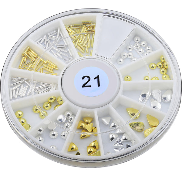 Metallic Nail Art Decals - Gold & Silver 3D Studs