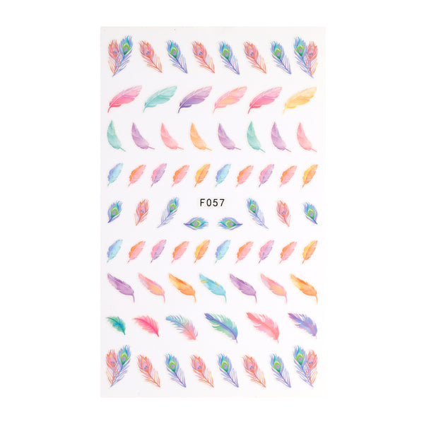 Multicoloured Feathers Nail Art Stickers
