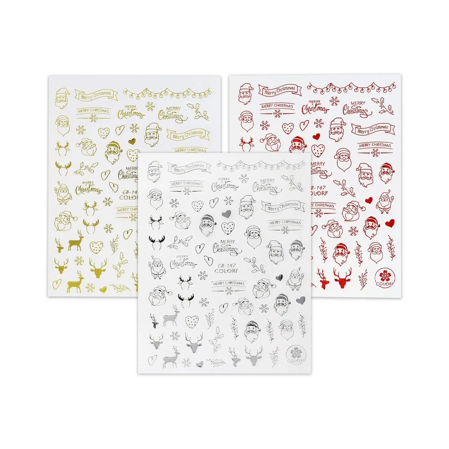 Christmas Sticker - Santa, Holly & Mistletoe   Naio Nails