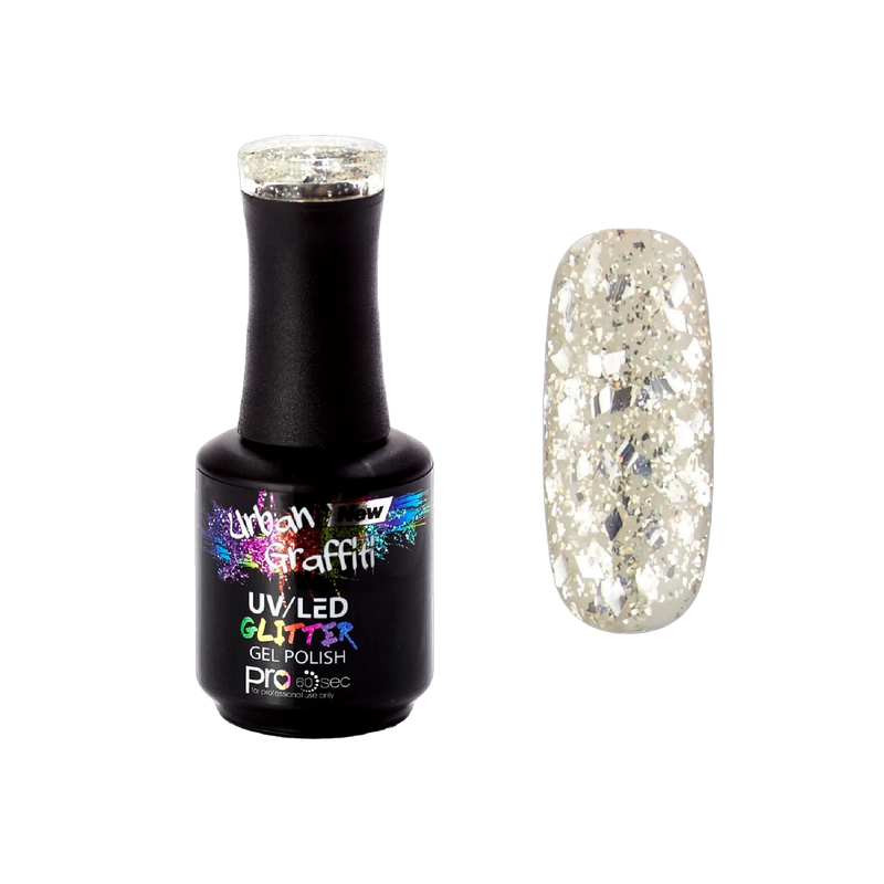 Diamond Eyes - UGGP-A0923 Smalto Gel Glitter Argento Urban Graffiti 15ml