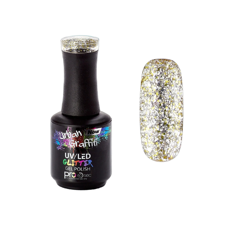 Star Dust - UGGP-A0906 Αστικός Γκράφιτι Ασημί και Χρυσό Γκλίτερ Τζελ Βερνίκι 15ml